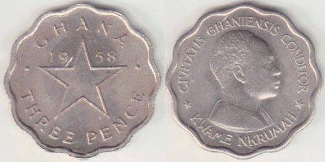 1958 Ghana 3 Pence (Unc) A008838